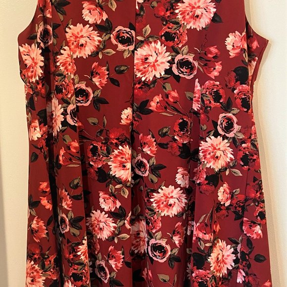 Roz & Ali Women' Plus Size 24 Red Floral  Lace Lined Party Cocktail Dress - Picture 3 of 5